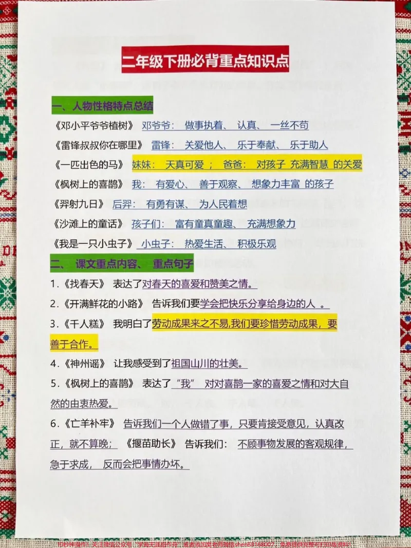 《二年级语文下册重点难点资料,老师精心整理,共13页,都是精华部分知识点,家长给孩子打印出来学习吧#二年级语文#二年级下册语文#二年级下册#二年级语文预习#二年级语文下册》第2页预览