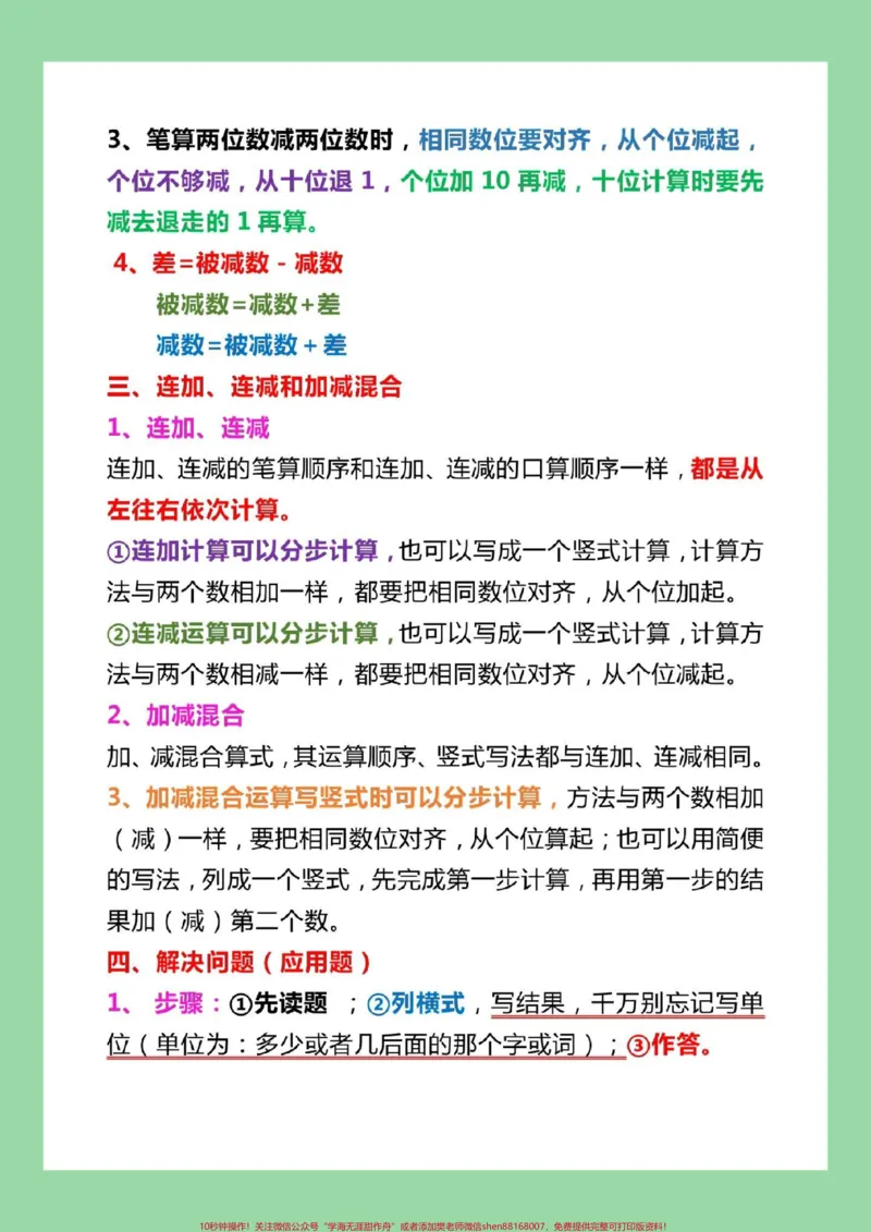 《#知识点总结#暑假预习#二年级数学家长为孩子保存打印出来背一背》第3页预览