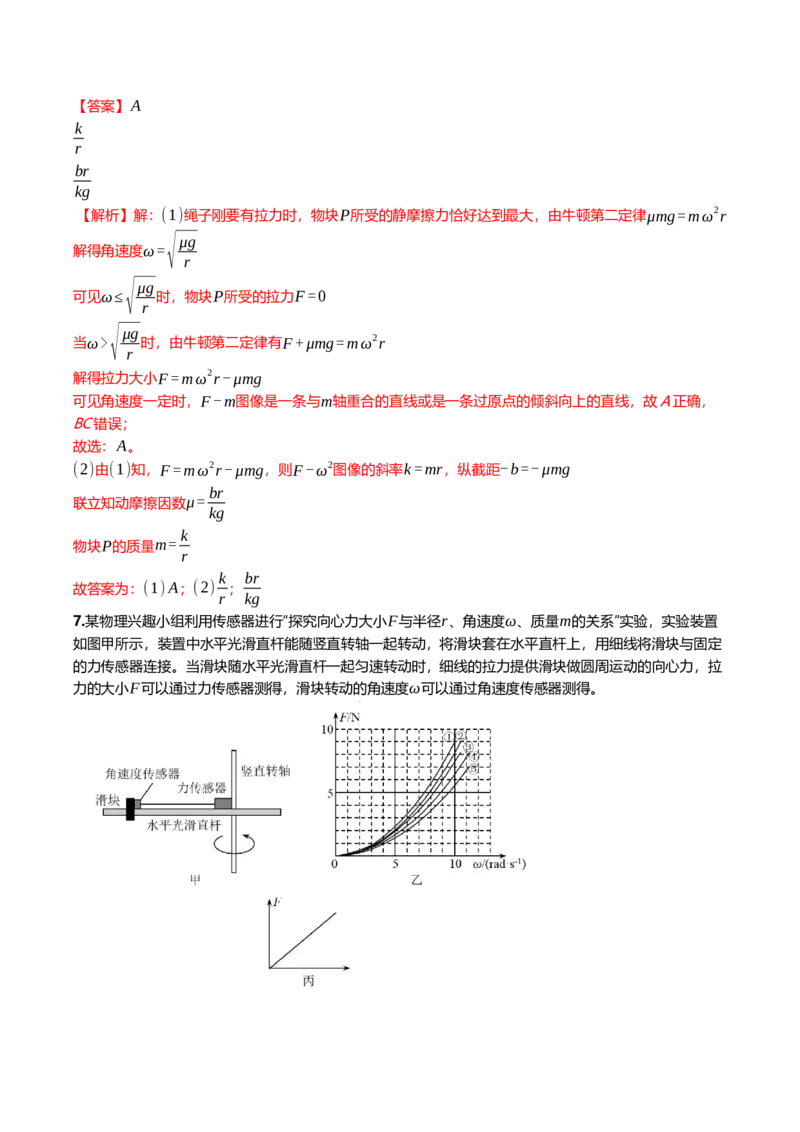《4.5实验：探究影响向心力大小的因素专项训练(教师版）_高考一二三轮复习_物理_2026年_2026年高三一轮物理人教版考点题组分层练-G406(1)_资料》第6页预览
