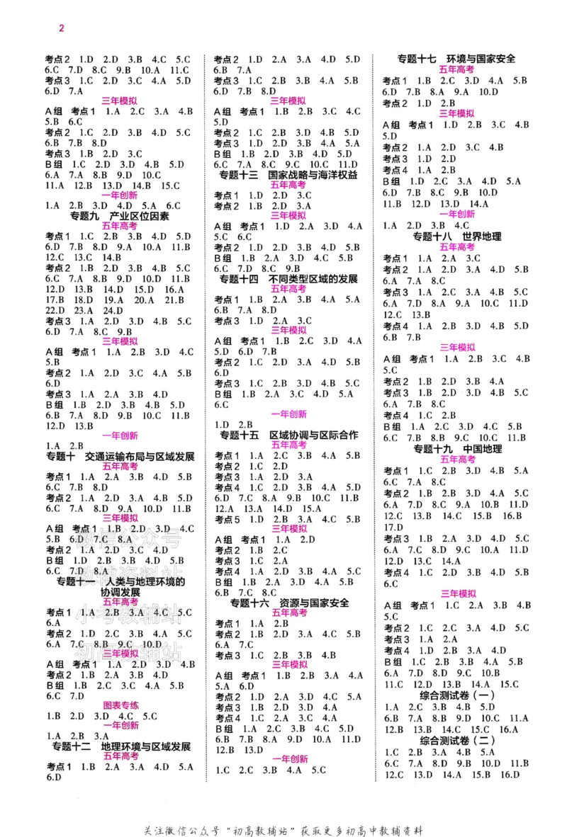 《2024版53B版新高考地理答案_2024B版学生用书》第3页预览