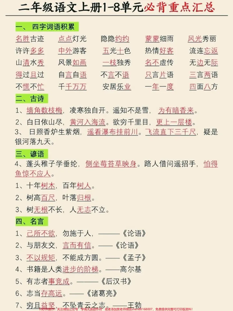 《二年级上册语文知识点汇总,可以下载打印给孩子复习#小学语文#知识点总结#期末复习》第1页预览