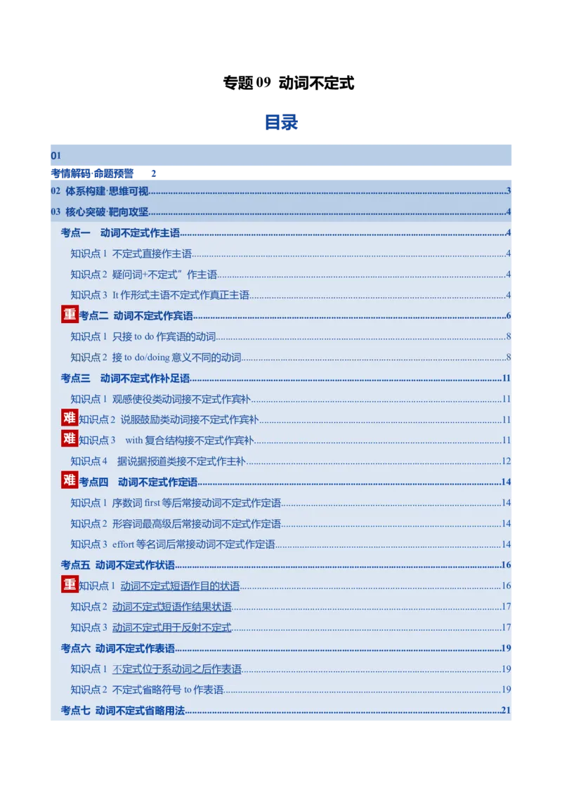 《专题09动词不定式（知识清单）（全国通用）（教师版）_高考一二三轮复习_英语_2026年_2026年高考英语一轮复习讲义+练习+课件（新教材新高考）-G55_2026版_知识清单》第1页预览