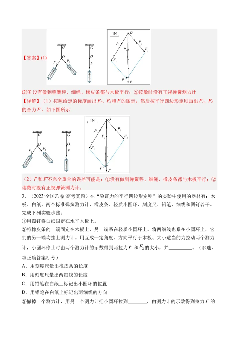 《第13讲实验3探究两个互成角度的力的合成规律-（练习）（教师版）_高考一二三轮复习_物理_2026年_2026年高考物理一轮复习精讲精练-G367(1)_资料》第3页预览