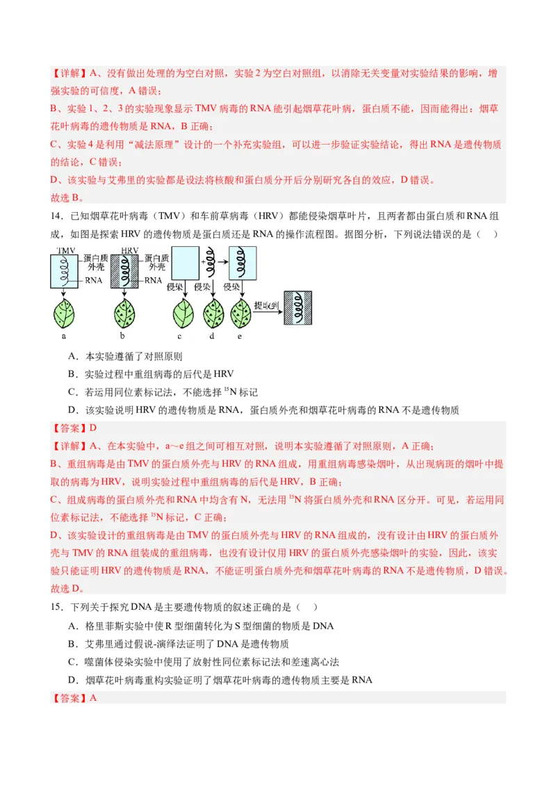 《第20讲DNA是主要的遗传物质（专项训练）（安徽专用）（教师版）_高考一二三轮复习_生物_2026年高考生物一轮_2026年高考生物一轮课件+讲义+练习（安徽专用）-G326》第9页预览