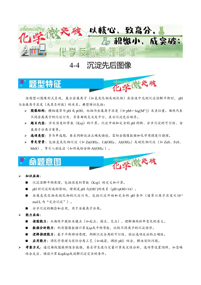 《4-4沉淀先后图像（学生版）_高考一二三轮复习_化学_2026年-化学高考专项复习_22026年高考化学培优微突破讲义（全国通用）》第1页预览