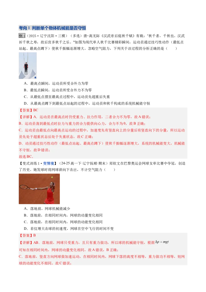 《第22讲机械能守恒定律及其应用（复习讲义）（黑吉辽专用）（教师版）_高考一二三轮复习_物理_2026年_2026年高考物理一轮课件+讲义+练习（黑吉辽蒙专用）-G330(1)》第5页预览