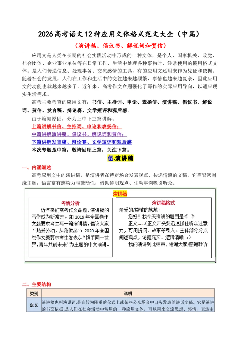 《专题112026高考作文12种应用文格式大全（中篇）（书信、表扬信、贺信、慰问信、倡议书）_高考一二三轮复习_语文_2026年-语文专项复习_2026年高考语文议论文写作秘籍-G391_资料》第1页预览