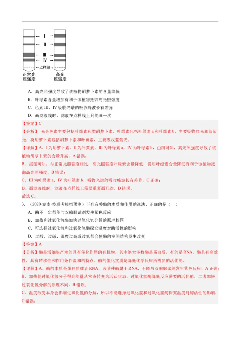《专题02细胞的能量供应与利用（分层练）（解析版）_初高中资料库_高中资料库（转存避免链接过期失效）_高中生物》第2页预览