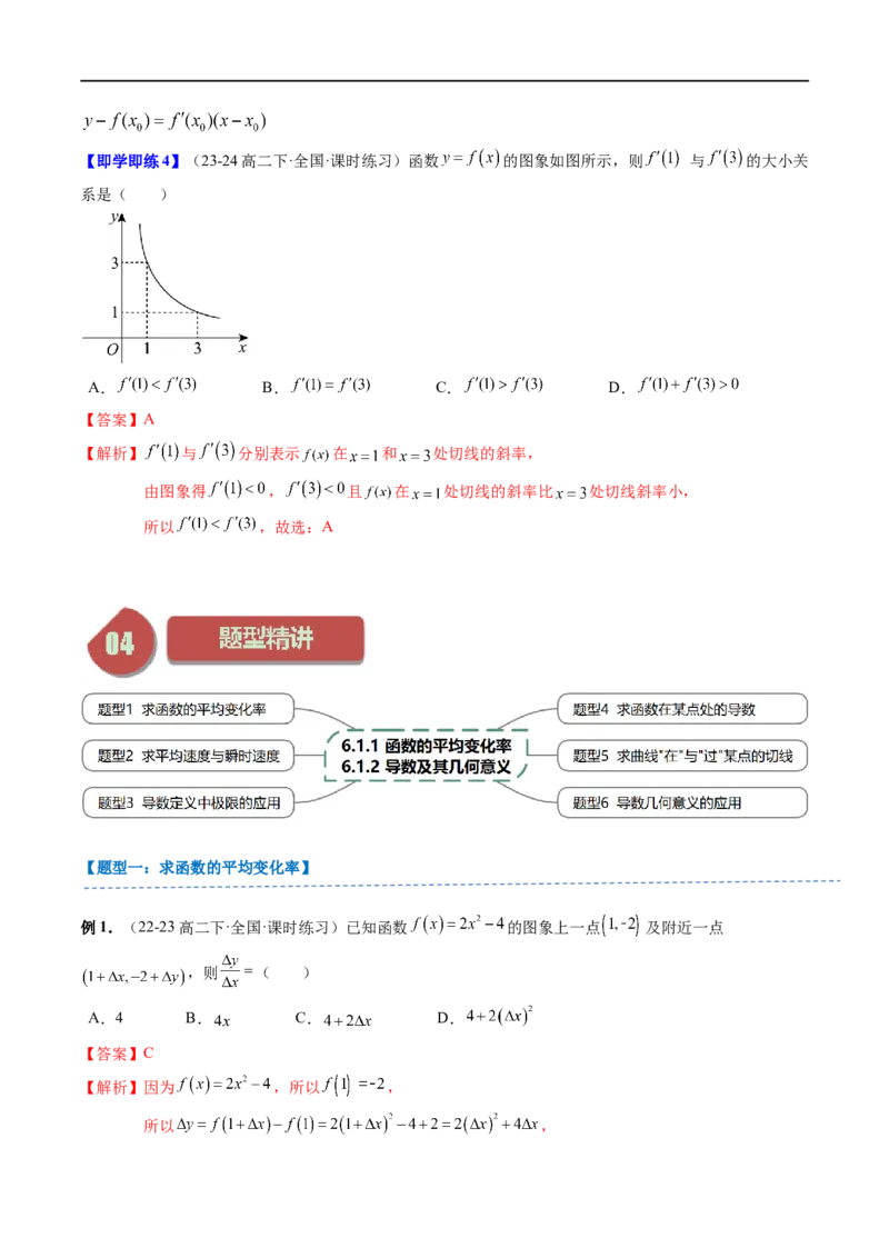 《第09讲6.1.1&6.1.2函数的平均变化率、导数及其几何意义（4知识点+6题型+强化训练）教师版-高中数学人教B版讲义（选择性必修三）_2027高中必刷题_必刷题2027_2027高一高二必刷题_数学》第5页预览