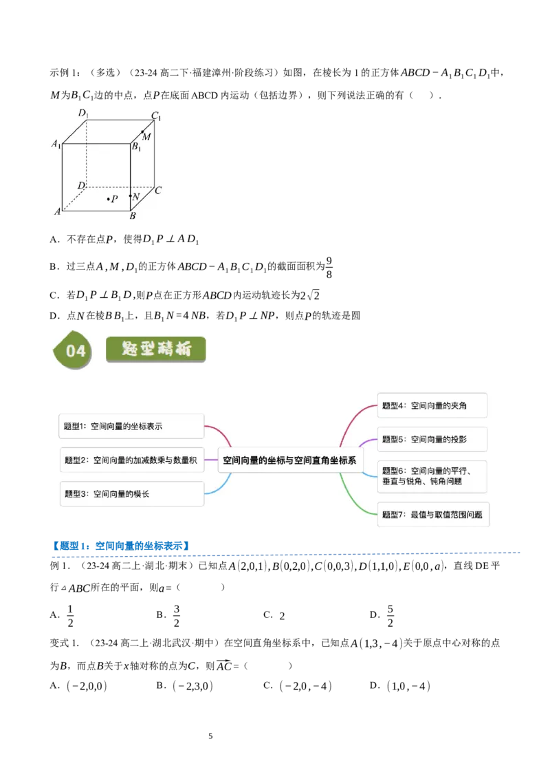 《第03讲1.1.3空间向量的坐标与空间直角坐标系（4知识点+7题型+巩固训练）学生版-高中数学人教B版讲义（选择性必修一）_2027高中必刷题_必刷题2027_2027高一高二必刷题_数学_赠送》第5页预览