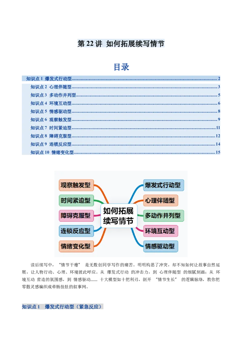 《第22讲如何拓展续写情节（复习讲义）（学生版）_高考一二三轮复习_英语_2026年_2026年高考英语一轮复习讲义+练习+课件（新教材新高考）-G55_2026版_第四部分写作》第1页预览