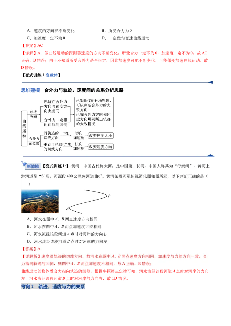 《第13讲曲线运动、运动的合成与分解（复习讲义）（湖南专用）（教师版）_高考一二三轮复习_物理_2026年_2026年高考物理一轮课件+讲义+练习（湖南专用）-G331(1)》第6页预览