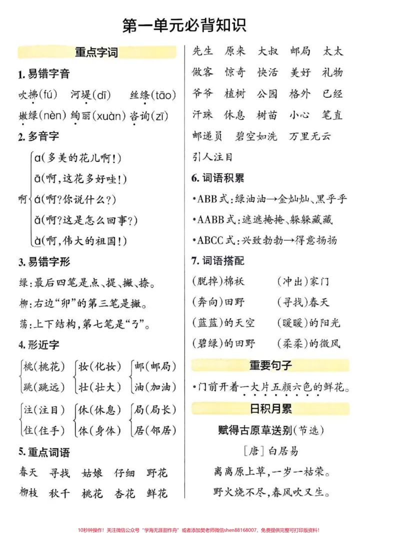 《二年级下册语文必背知识点总结！快来收藏打印吧！家庭听写重点词语#日积月累#关注我持续更新小学知识#知识点总结#小学语文知识点#二年级语文下册@qunju888.com小助手@qunju888.com热点》第1页预览