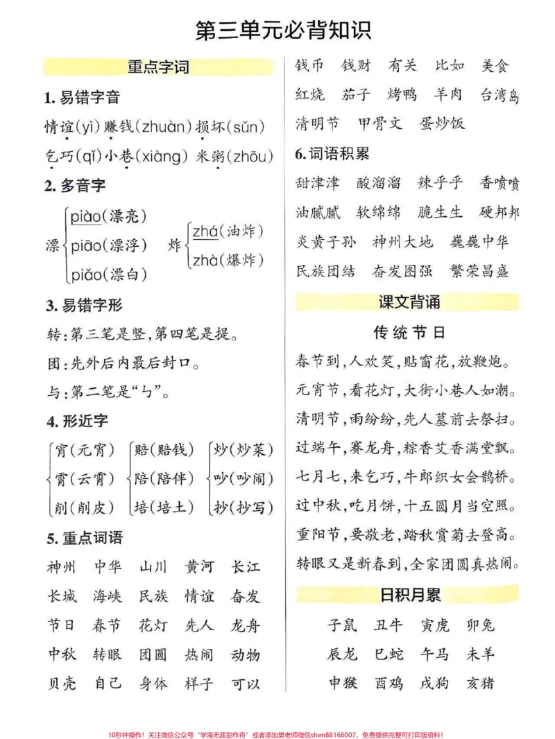 《二年级下册语文必背知识点总结！快来收藏打印吧！家庭听写重点词语#日积月累#关注我持续更新小学知识#知识点总结#小学语文知识点#二年级语文下册@qunju888.com小助手@qunju888.com热点》第3页预览