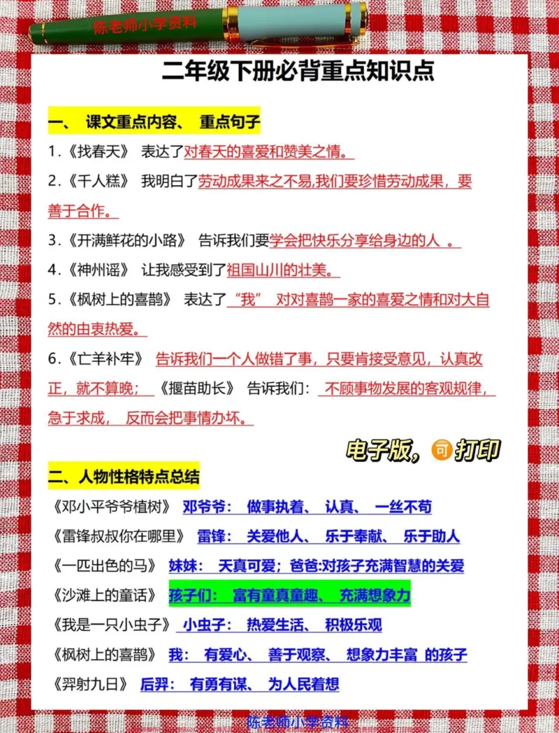 《二年级下册语文全册重点难点资料。必背重点都在这里!一共12页,可打印,全是考试必考重点知识点!老师精心整理,给孩子打印出来记一记!#二年级语文 #二年级下册语文 #二年级下册 #二年级语文预习 #二年级语文下册》第2页预览