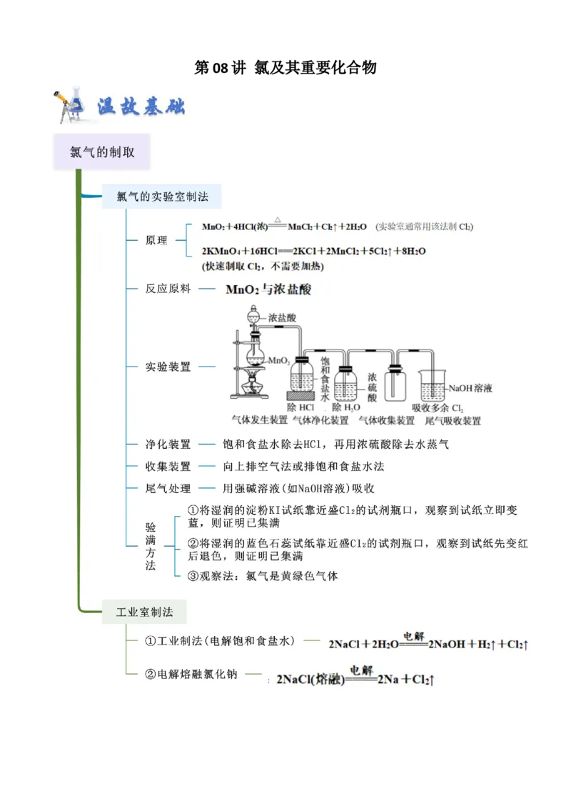 《第08讲氯及其重要化合物-（新高考专用）（学生版）_高考一二三轮复习_化学_2026年高考化学一轮_2026年新高考化学一轮复习（新高考专用）-G413_资料》第1页预览