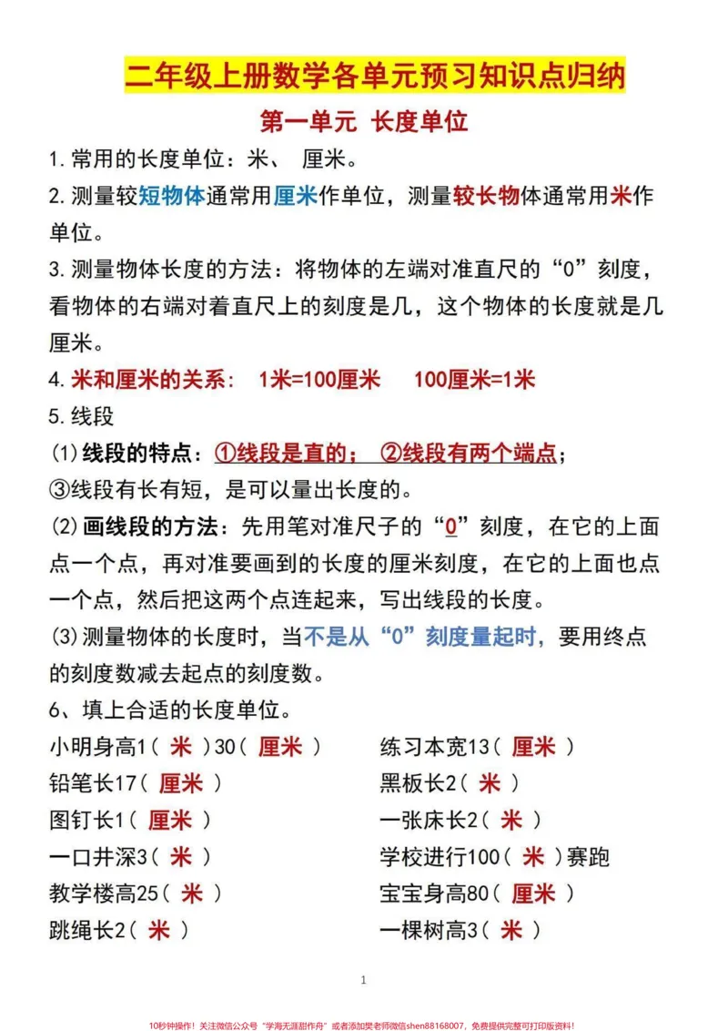 《二年级上册数学各单元知识点总结。#每天学习一点点#一升二#学霸秘籍#知识点总结#一年级数学》第2页预览