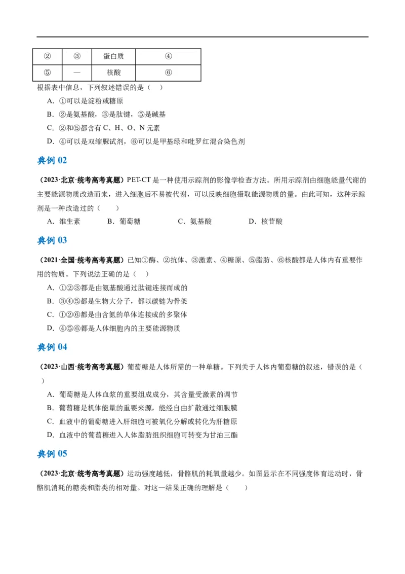 《专题01细胞的分子组成、结构和物质运输（讲义）（原卷版）_初高中资料库_高中资料库（转存避免链接过期失效）_高中生物》第5页预览