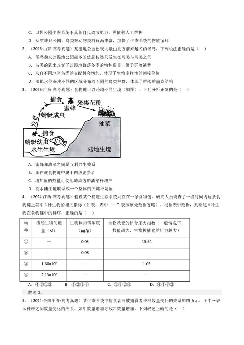 《专题20生态系统及环境保护（学生版）_高考一二三轮复习_生物_2026年-生物高考专项复习_十年（2016-2025）高考生物真题分类汇编（全国通用）-G15》第3页预览