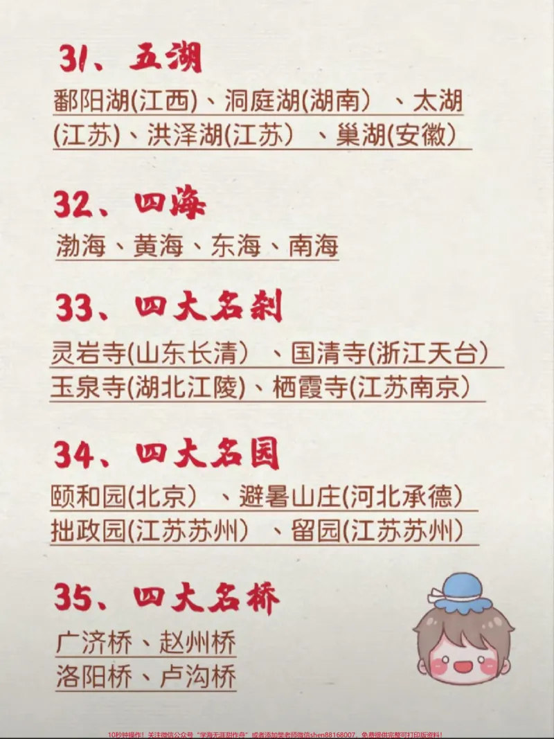 《56个中国文学常识整理，小学必考知识点#教育#学习#文学常识#每天学习一点点#家长收藏孩子受益_最新小学1-9年级各科+幼升小+综合类学习资源汇总包》第7页预览