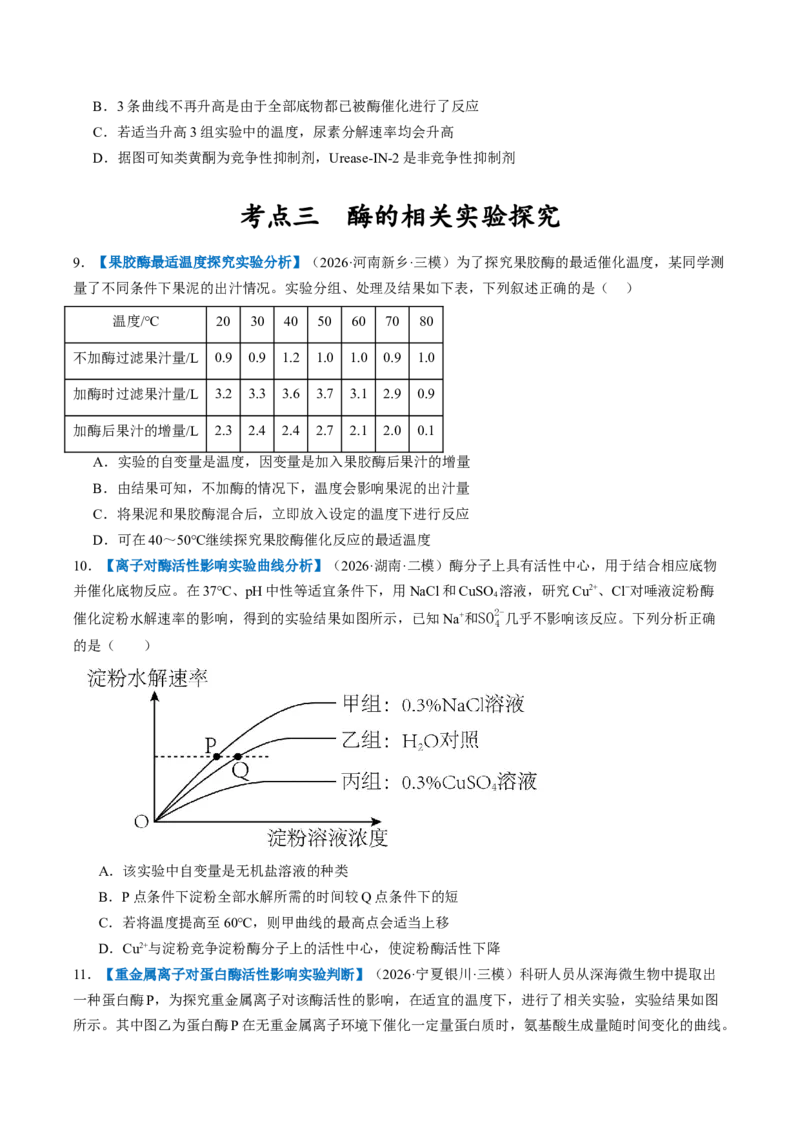 《第08讲酶和ATP（专项训练）（全国通用）（试题版）_高考一二三轮复习_生物_2027年高考生物一轮_2027年高考生物一轮复习讲义+练习+课件（新教材新高考）-G55_2027版》第4页预览