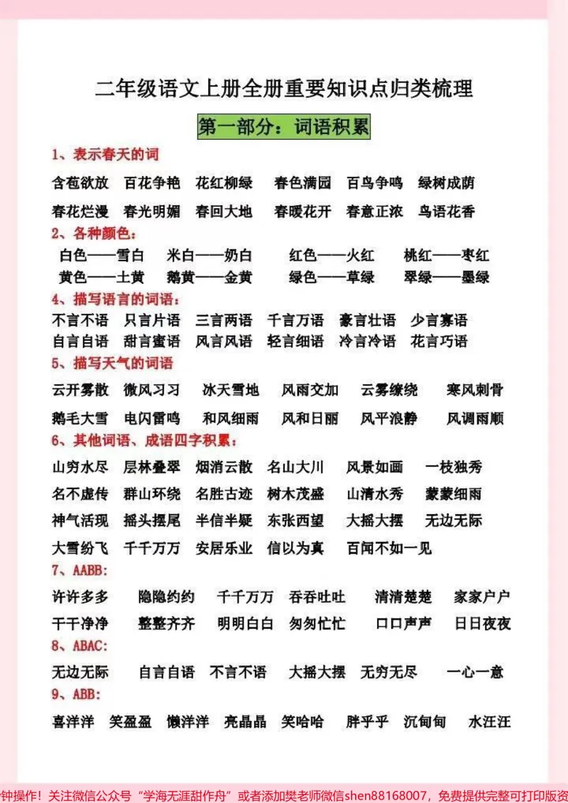 《二年级上册语文全册重要知识点归类梳理。#二年级上册语文#知识点总结#语文#必考考点#学霸秘籍》第1页预览