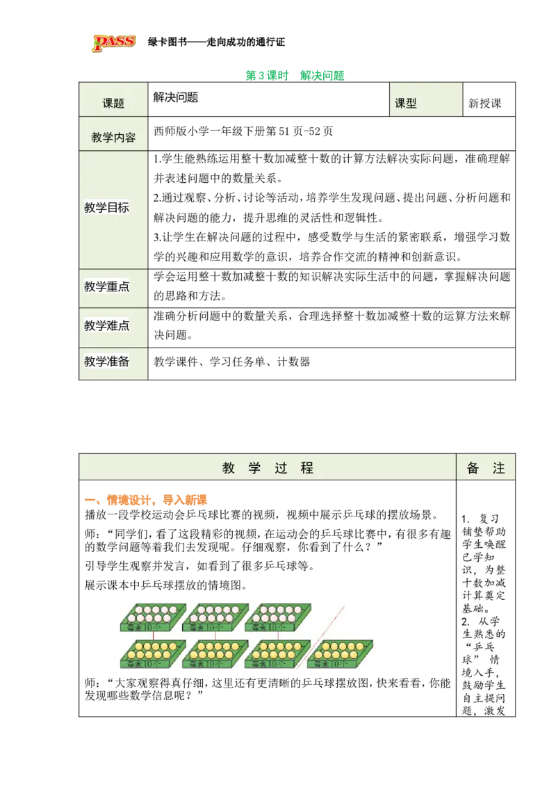 《第3课时解决问题_26春小学语数英道科各版本《课件+教案》_26春各版本数学《课件+教案》1-6年级下册_26春西师大版数学1-6年级下册教案课件PPT_西师大版数学一年级下册教案课件（26春）》第1页预览
