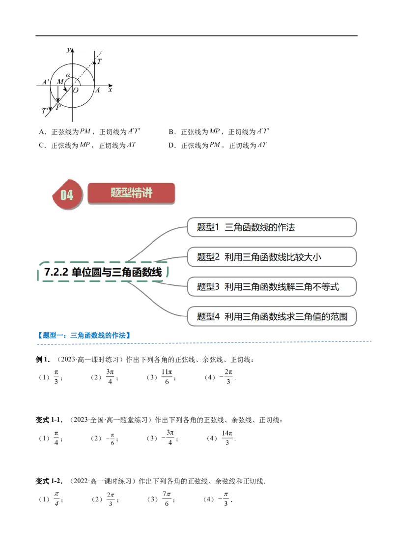 《第04讲7.2.2单位圆与三角函数线（2知识点+4题型+强化训练）学生版-高中数学人教B版讲义（必修三）_2027高中必刷题_必刷题2027_2027高一高二必刷题_数学_3.人教B版高中数学讲义必修三》第3页预览