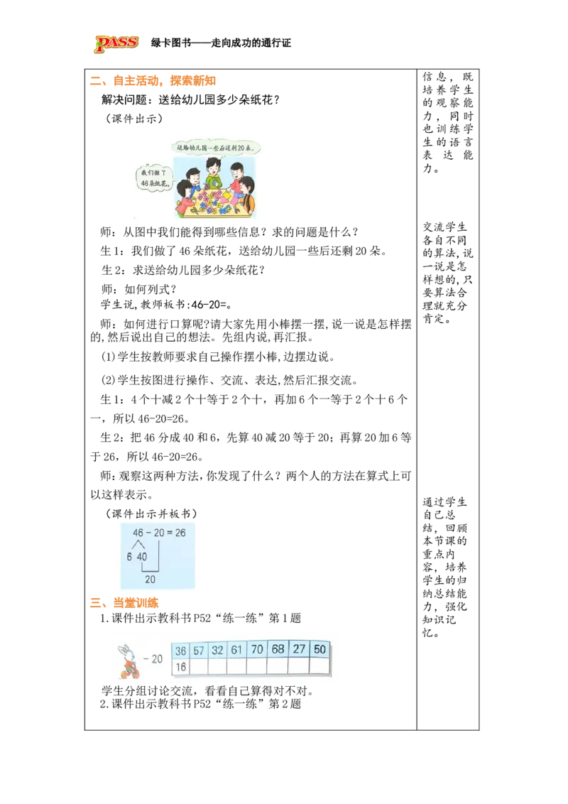 《第3课时两位数减整十数_26春小学语数英道科各版本《课件+教案》_26春各版本数学《课件+教案》1-6年级下册_26春冀教版数学《课件+教案》1-6年级下册_26春冀教版数学一年级下册教案课件》第2页预览