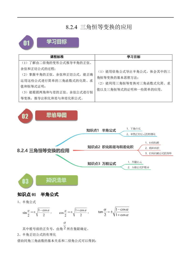 《第17讲8.2.4三角恒等变换的应用（3知识点+5题型+强化训练）教师版-高中数学人教B版讲义（必修三）_2027高中必刷题_必刷题2027_2027高一高二必刷题_数学_3.人教B版高中数学讲义必修三》第1页预览