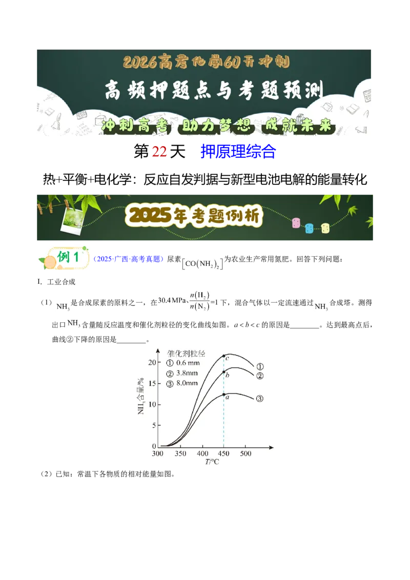 《第22天押原理综合•热+平衡+电化学：反应自发判据与新型电池电解的能量转化（学生版）_高考一二三轮复习_化学_2027年高考化学专项复习》第1页预览