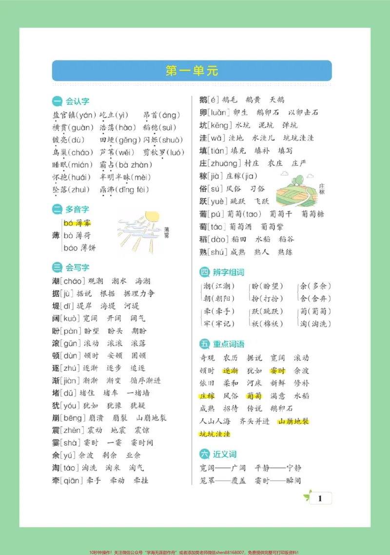 《#每天学习一点点#学习资料分享#暑假预习#四年级语文四年级上册语文全册重点假期预习背一背。_最新小学1-9年级各科+幼升小+综合类学习资源汇总包》第2页预览