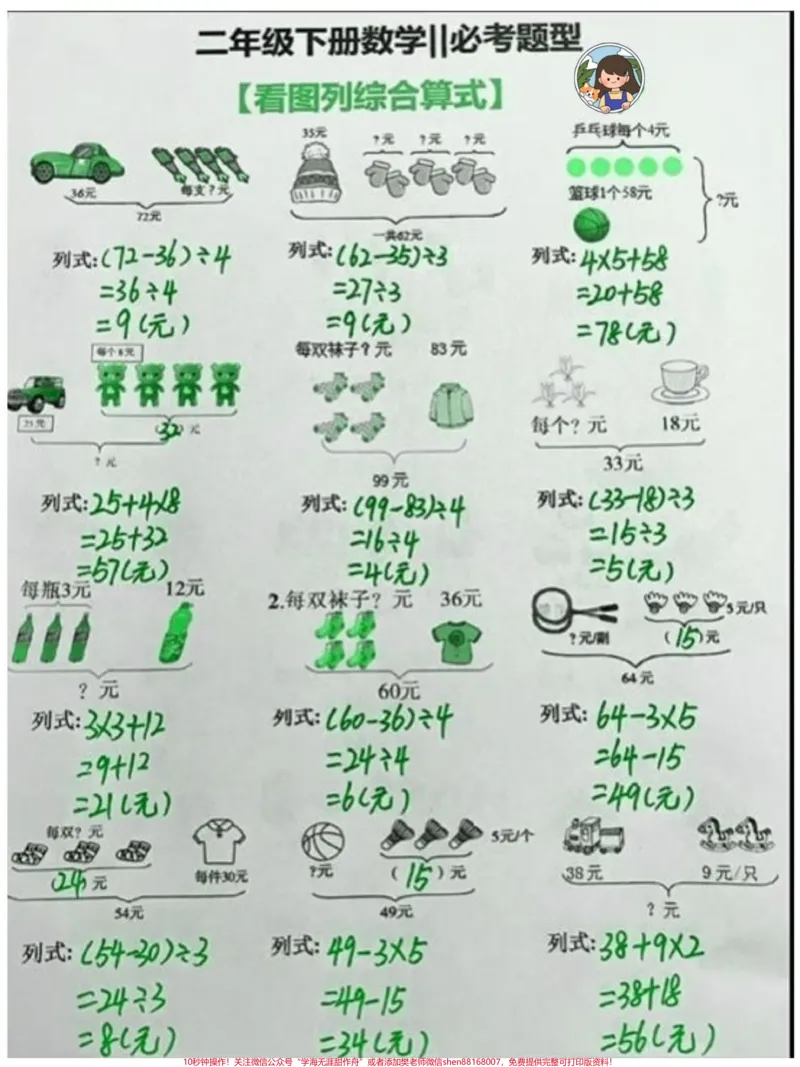 《二年级下册数学必考看图列式计算#每天学习一点点#教育#学习#小学数学#数学思维》第2页预览