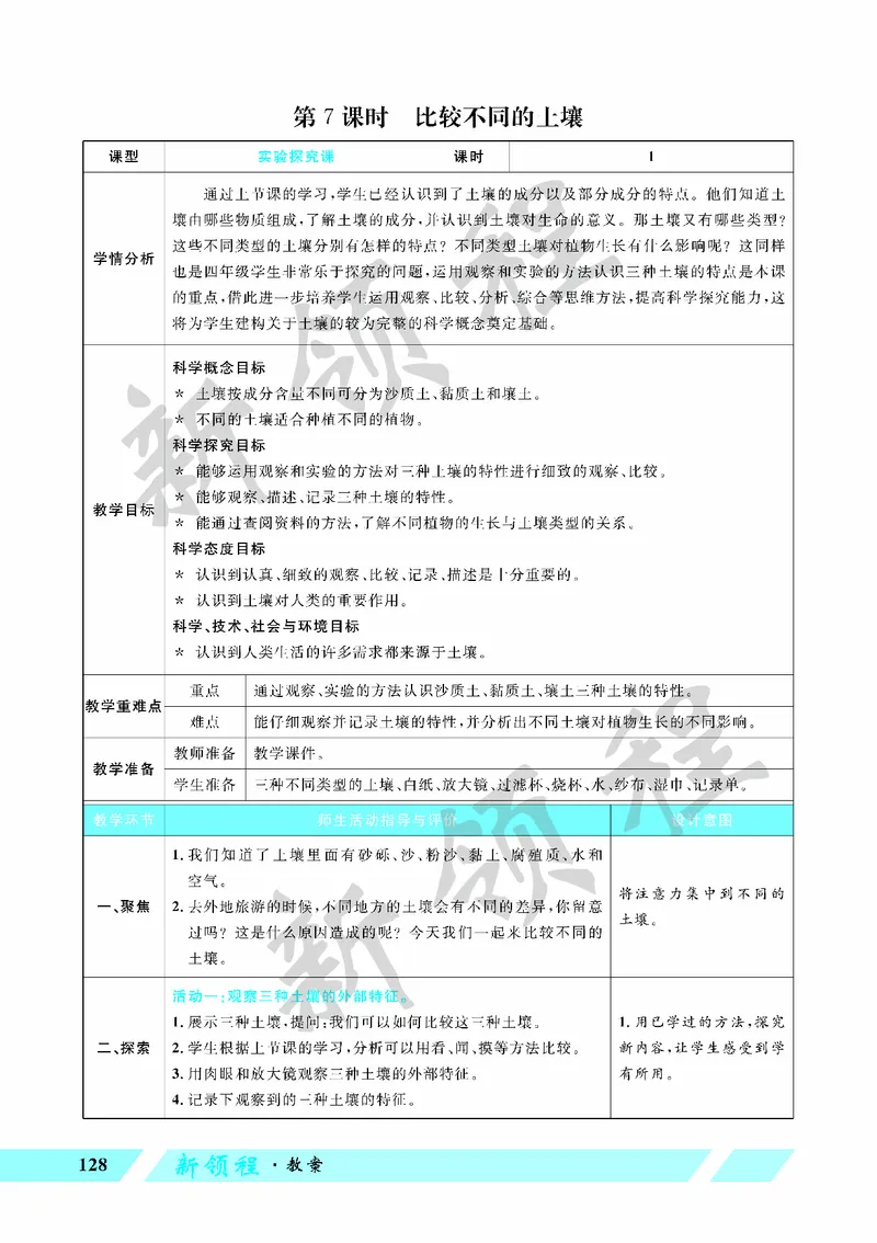 《教案—第7课时比较不同的土壤_26春小学语数英道科各版本《课件+教案》_26春教科版科学《课件+教案》1-6年级下册_四下_教学课件—第三单元岩石与土壤_教学课件—第三单元岩石与土壤》第1页预览