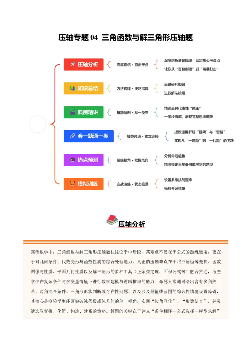 《压轴专题04三角函数与解三角形压轴题（学生版）_高考一二三轮复习_数学_2026年-数学高考二轮复习_192026年高考数学二轮复习压轴题讲义》第1页预览