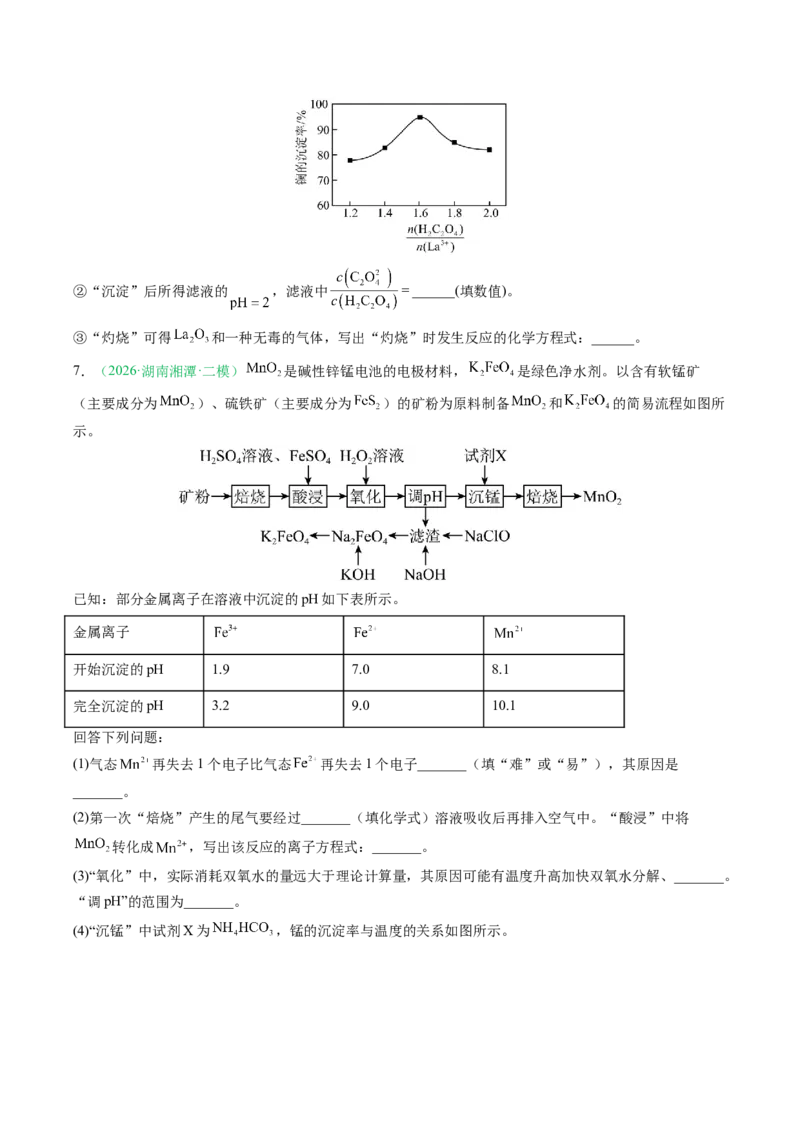 《专题08工艺流程综合化学实验综合（2大题型）（湖南专用）（学生版）(1)_高考一二三轮复习_化学_2027年高考化学专项复习_2026年高考化学二模试题分类汇编（湖南专用）-G292_2026版》第6页预览