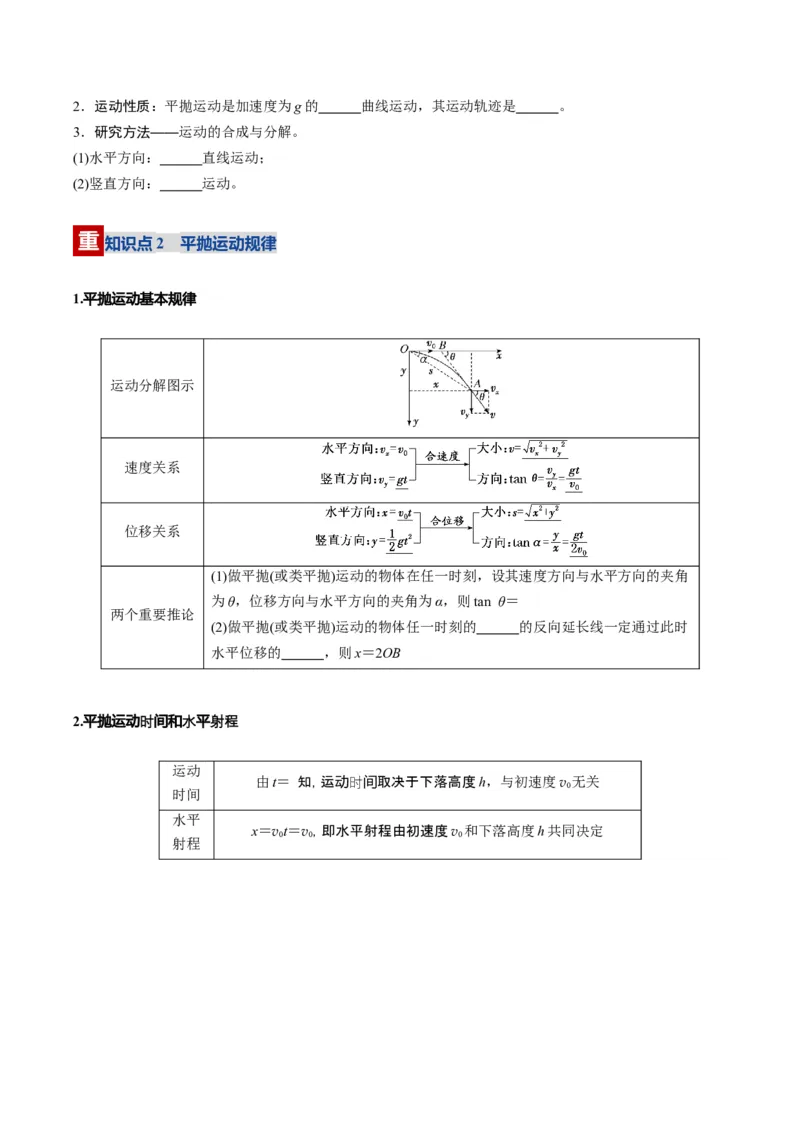 《第14讲抛体运动(复习讲义)(湖南专用)(学生版)_高考一二三轮复习_物理_2026年_2026年高考物理一轮课件+讲义+练习(湖南专用)-G331(1)》第5页预览