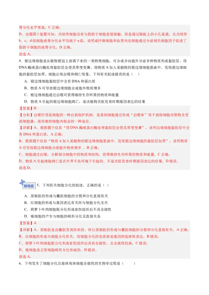 《第13讲细胞的分化、衰老、死亡（专项训练）（黑吉辽蒙专用）（教师版）_高考一二三轮复习_生物_2026年高考生物一轮_2026年高考生物一轮课件+讲义+练习（黑吉辽蒙专用）-G330》第10页预览