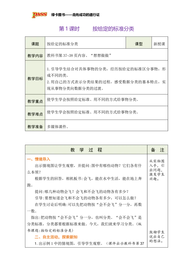 《第1课时按给定的标准分类_26春小学语数英道科各版本《课件+教案》_26春各版本数学《课件+教案》1-6年级下册_26春苏教版数学1-6年级下册教案课件PPT_第三单元》第1页预览