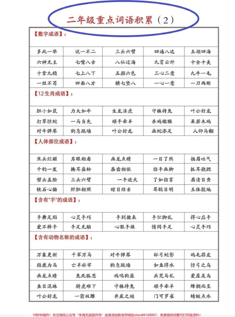 《二年级重点词语积累。二年级春夏秋冬四字成语积累,每天晨读10分钟,积累写作素材。#词语积累#二年级语文#语文#写作素材#成语_最新小学1-9年级各科+幼升小+综合类学习资源汇总包》第2页预览