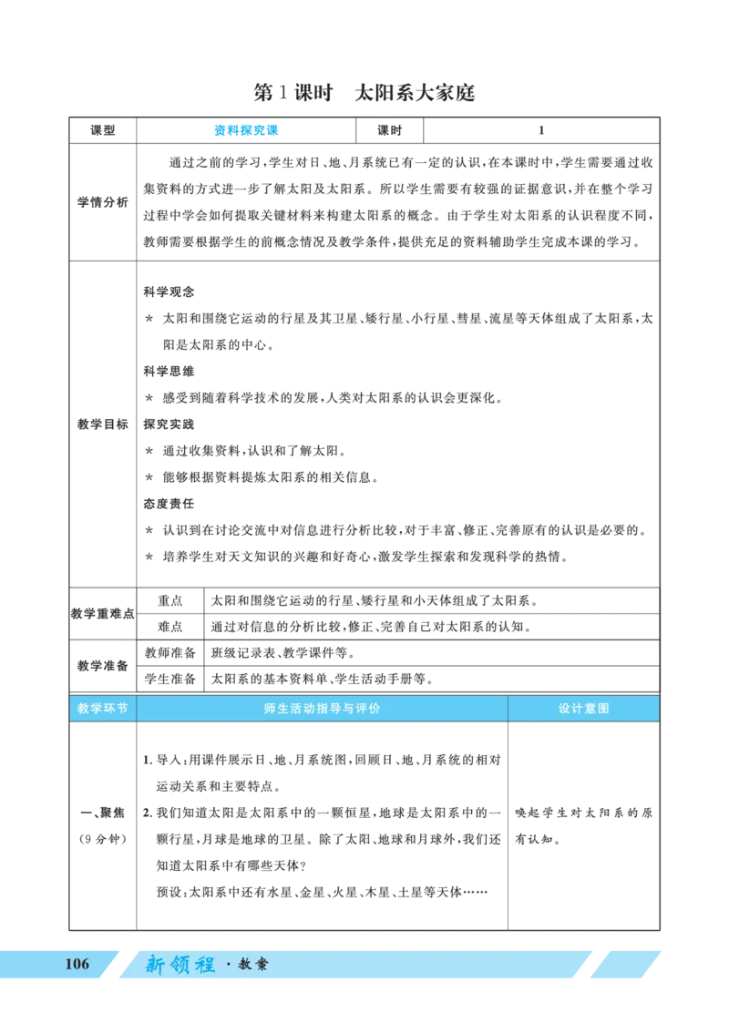 《第1课时太阳系大家庭_26春小学语数英道科各版本《课件+教案》_26春教科版科学《课件+教案》1-6年级下册_六下_优翼26春科学JK六下——教案_优翼26春科学JK六下——教案_第三单元宇宙》第1页预览