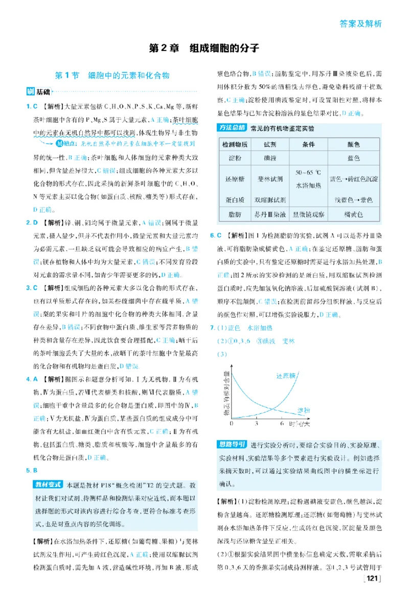 《第2章组成细胞的分子_2027高中必刷题_必刷题2027_2027高一高二必刷题_生物_生物必修一人教_答案解析》第1页预览