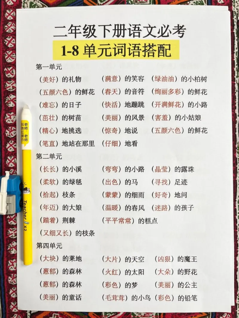 《二年级语文下册基础知识重点汇总资料,共13页,老师精心整理,包括词语搭配,多音字组词,四字成语及解释等。家长给孩子打印出来做一做吧!#二年级#小学语文#期末复习#二年级语文#二年级语文下册》第2页预览