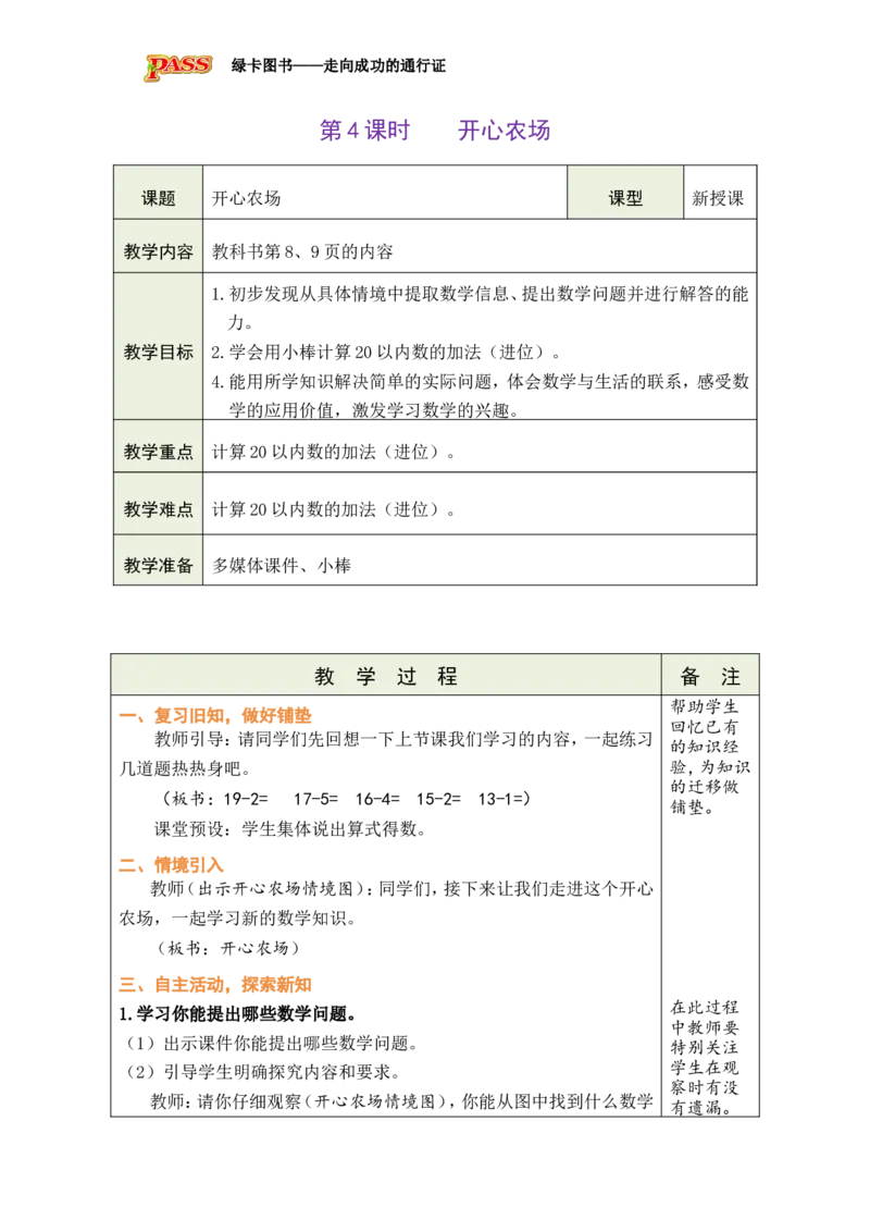 《第4课时开心农场_26春小学语数英道科各版本《课件+教案》_26春各版本数学《课件+教案》1-6年级下册_26春北师大版数学1-6年级下册教案课件PPT_26春绿卡学霸-1数-北师-备课教案》第1页预览