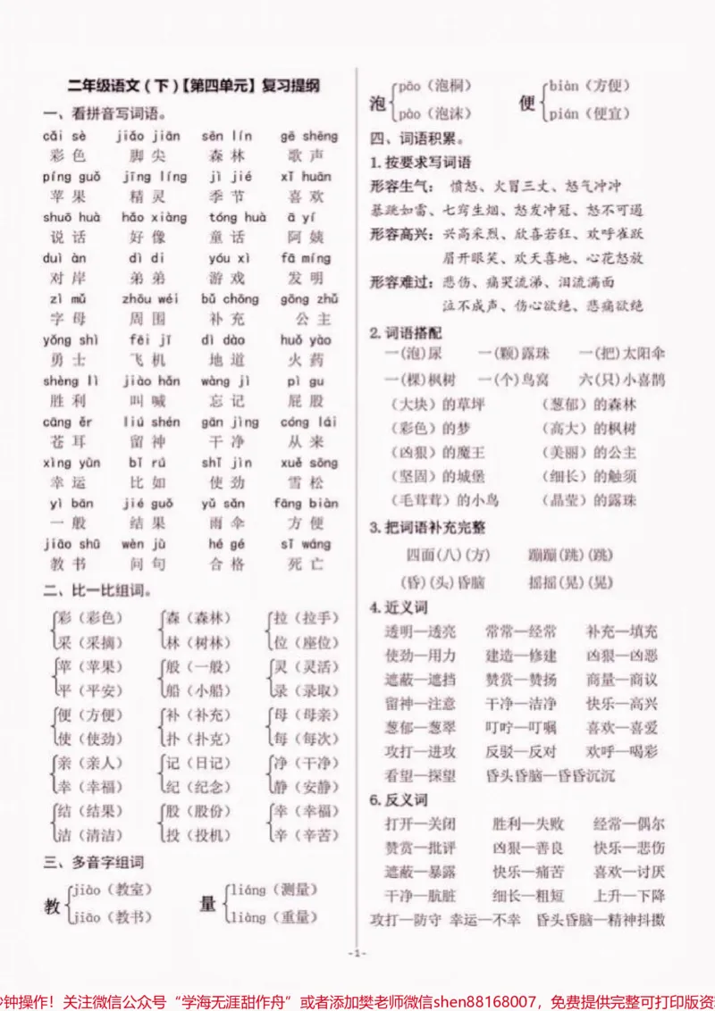 《二年级语文下册复习提纲1-8单元。二年级语文下册复习提纲1-8单元#二年级#二年级语文下册#知识分享#关注我持续更新小学知识#家长收藏孩子受益_二年级一线老师整理版资源（全网独家）》第9页预览