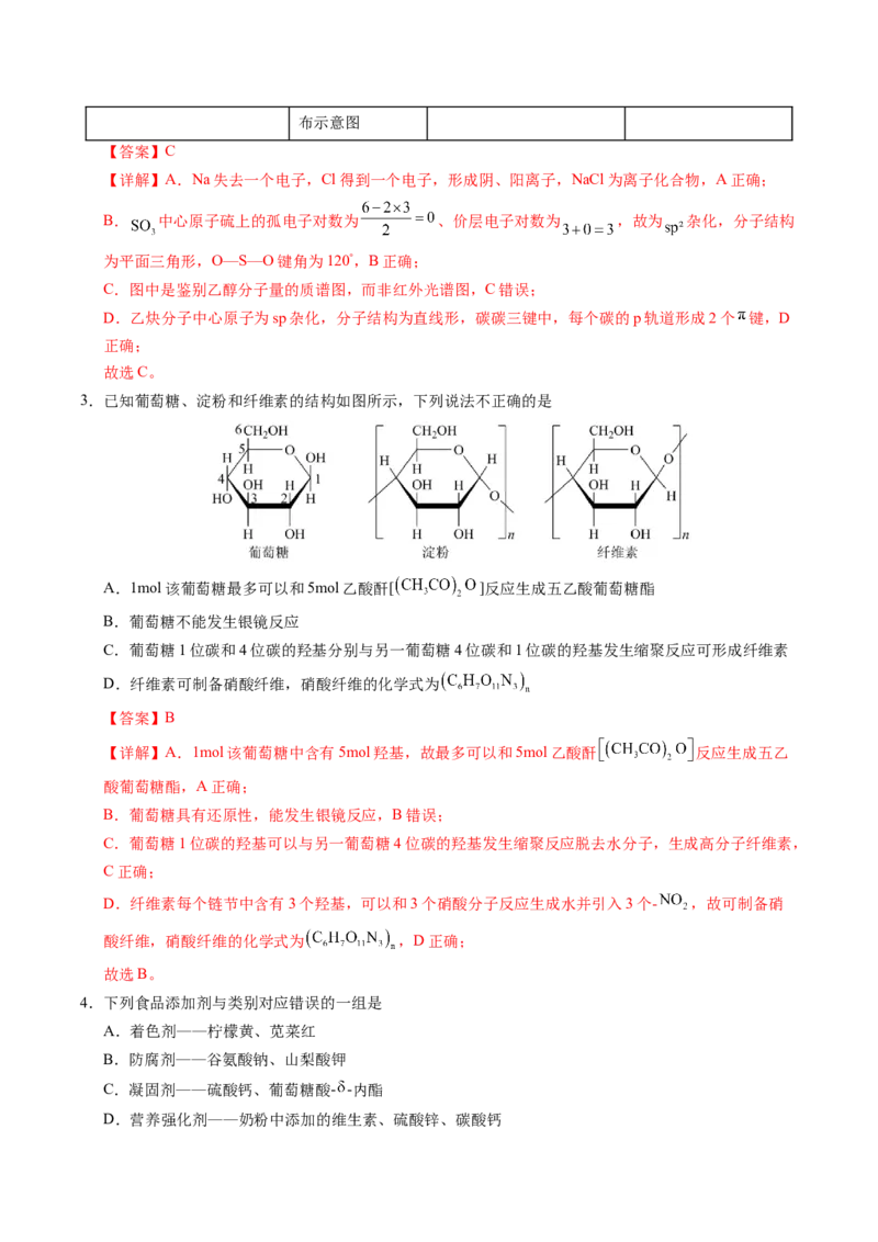 《化学一模突破卷（全解全析）_高考一二三轮复习_化学_2026年-化学高考专项复习_2026年高考第一二三次模拟考试化学-G181_高考化学第一次模拟卷23套_2026版_化学一模突破卷01（新高考通用14+4）》第2页预览