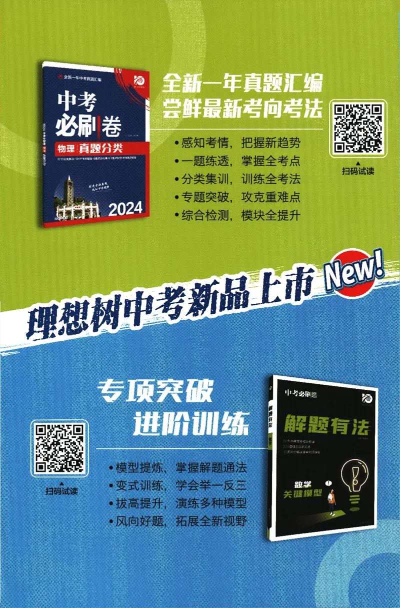 《2024版《初中必刷题》物理9下（HK）-参考答案_初中全科知识点总结和试卷_赠送习题试卷_初中3年学习辅助资料_2、2025初中必刷题合集_初中必刷题23+24+25上册_24初中必刷题上册+下册全》第2页预览