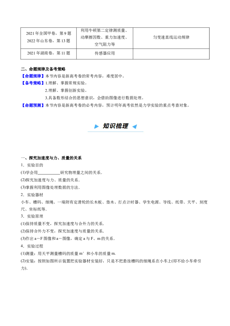《第10讲牛顿第二定律实验（高效培优讲义）（学生版）_高考一二三轮复习_物理_2026年_2026年高考物理一轮复习考点精讲精练（新高考通用）-G58(1)_2026版》第2页预览