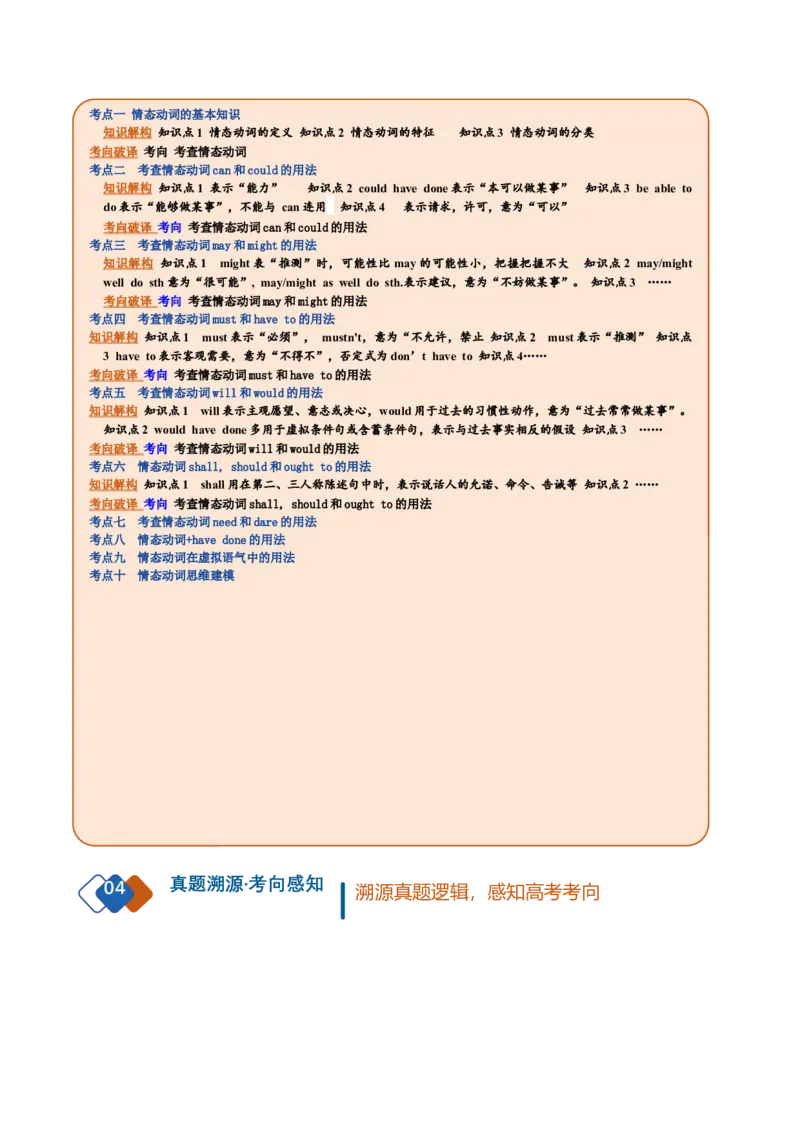 《专题24情态动词（复习讲义）（全国通用）（教师版）_高考一二三轮复习_英语_2027年高考英语一轮更新中_2027年高考英语一轮复习讲义+练习+课件（新教材新高考）-G55_2027版》第2页预览