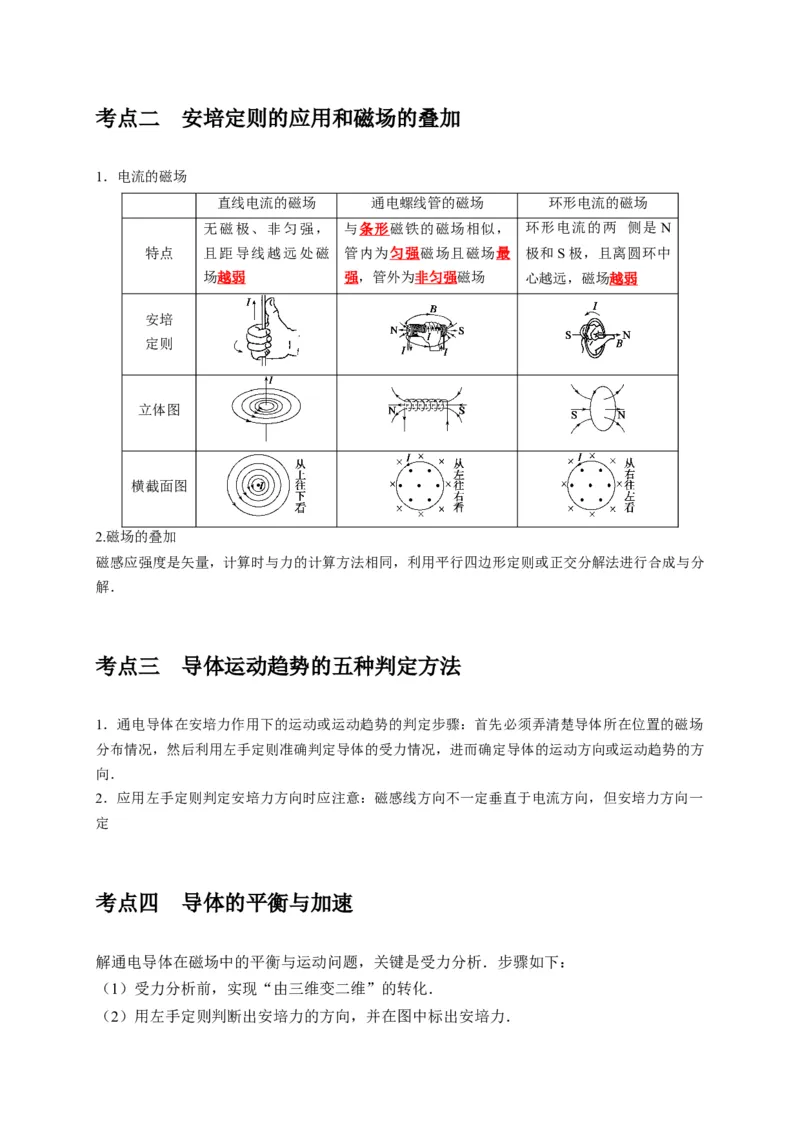 《第21讲磁场的描述磁场对电流的作用（学生版）_高考一二三轮复习_物理_2026年_2026年高考物理一轮复习考点精讲精练（全国通用）-G346(1)_资料_2026版》第2页预览